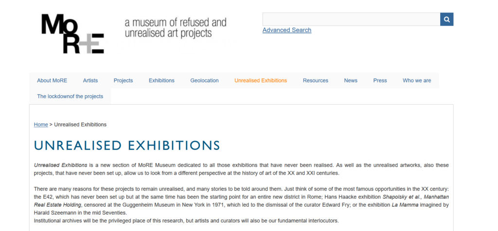 A screenshot of the homepage of the 'More Museum' website.