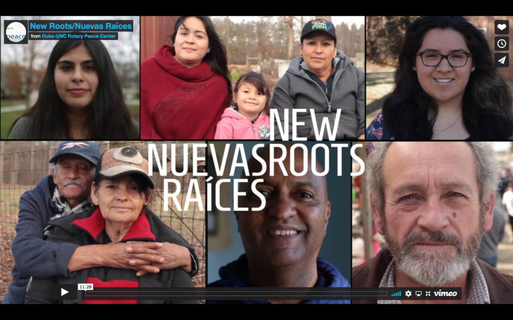 A screenshot of The New Roots/Nuevas Raíces video presentation on Vimeo.