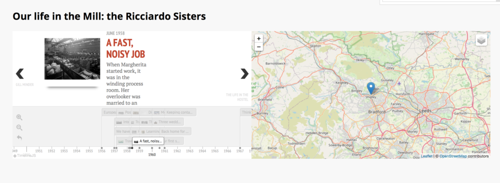 A screenshot of a text box about the Ricciardo sisters - with a caption about Dora, and a map with various pinned locations